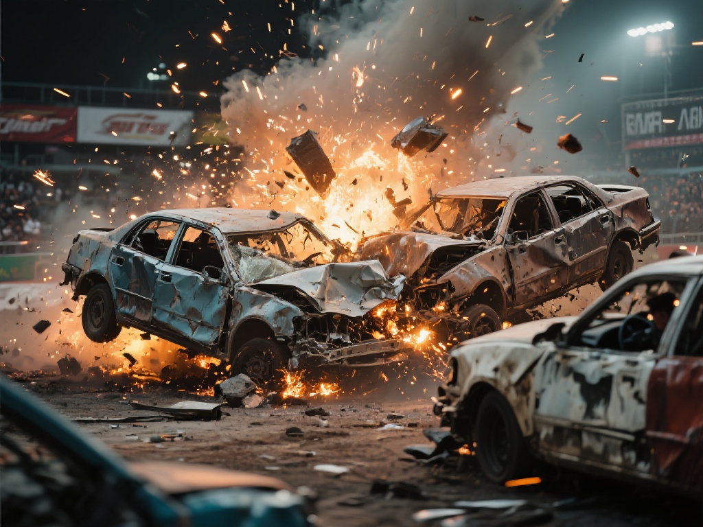 过瘾!国外疯狂的报废车撞车赛你看过吗? 报废车撞车赛的魅力主要体现在两个方面:绝